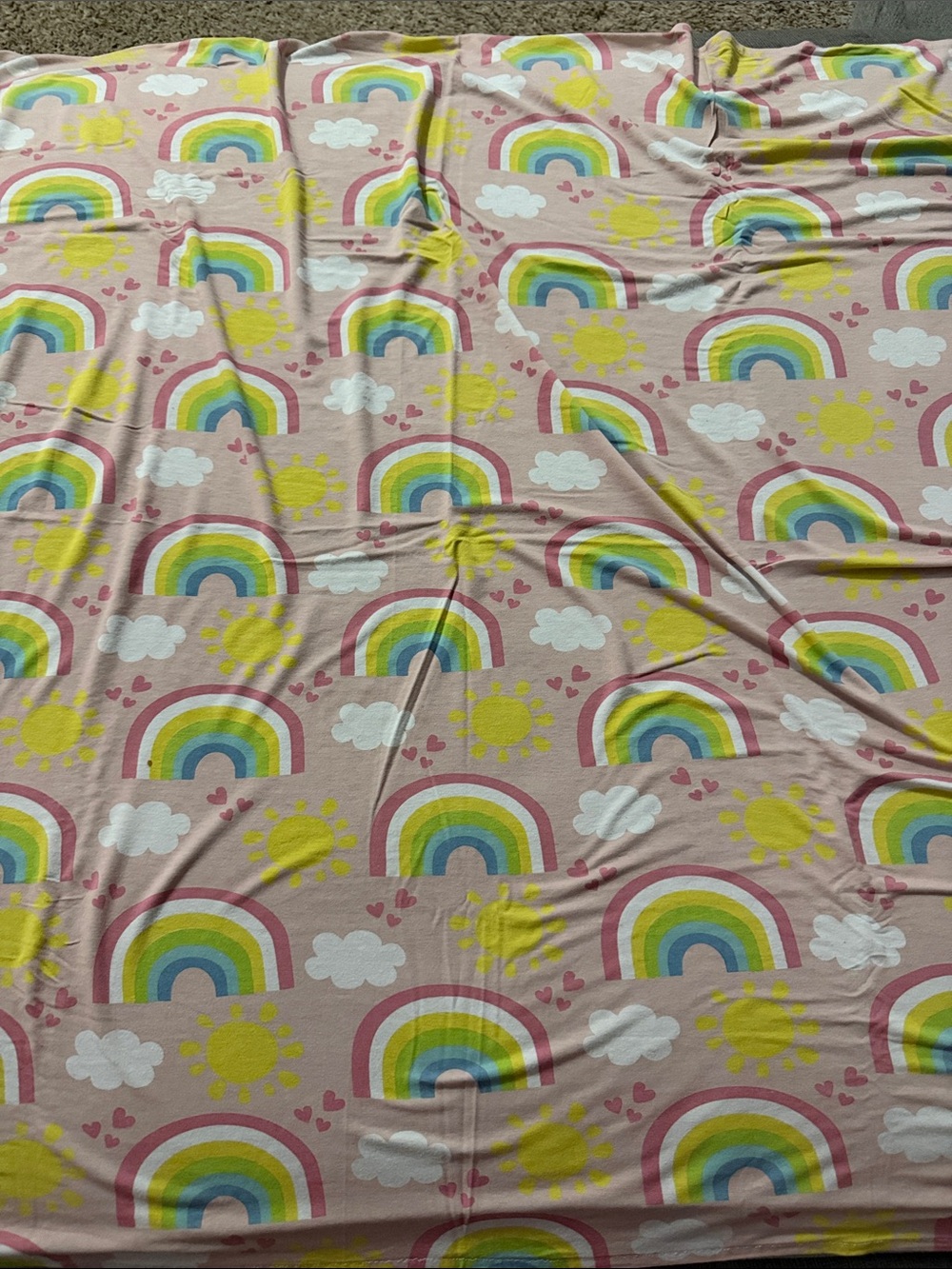 Pastel Rainbow & Sun Print Blanket - Pink Background Swaddle blanket